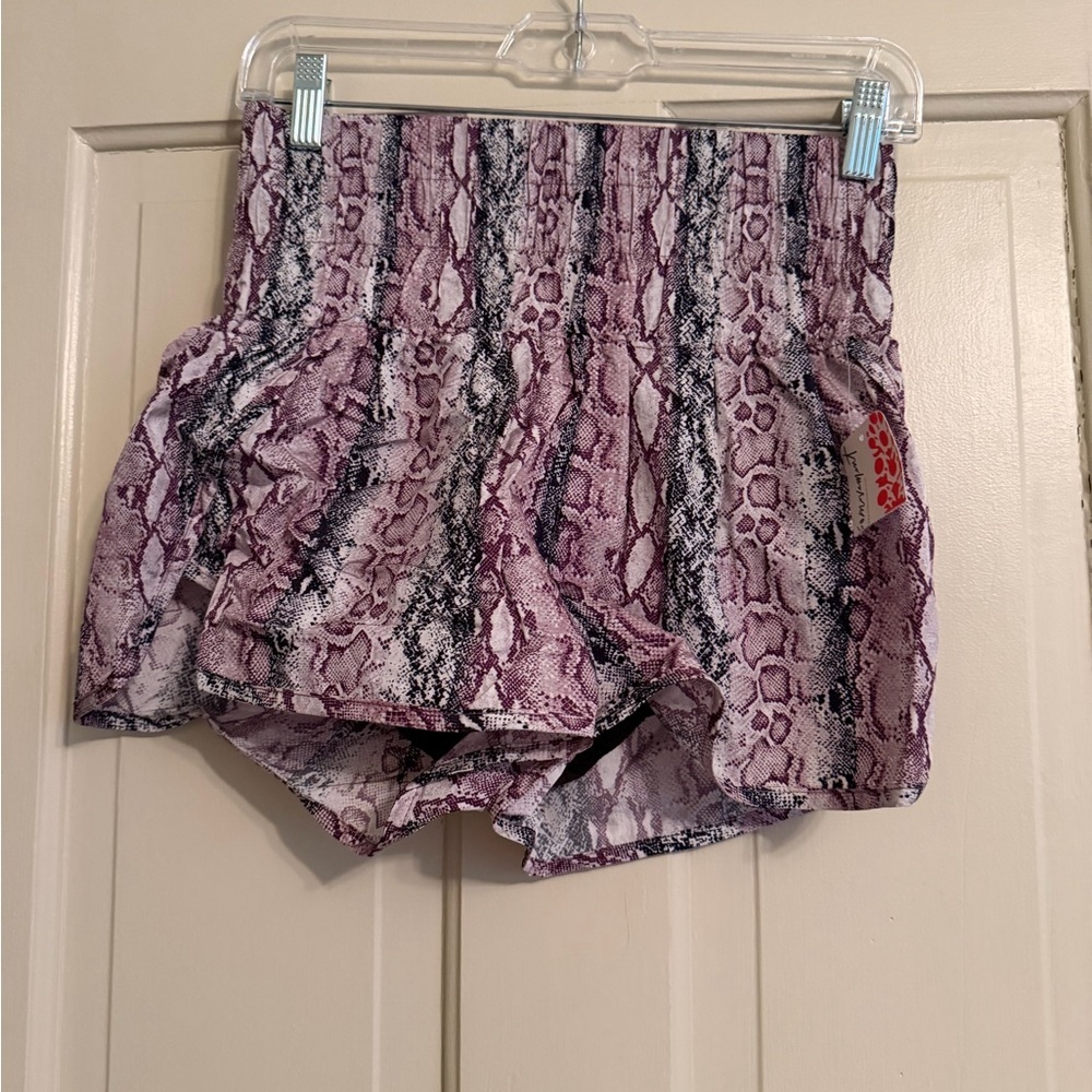 FP Movement by Free People Snake Print Athletic Shorts - Pink and Black